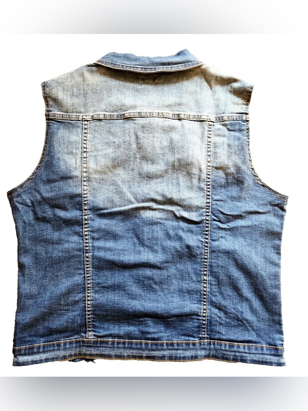 Coco + Carmen Women Teens Juniors Button Vest, Distressed Blue, Size LG/XLG NWT - Picture 4 of 9